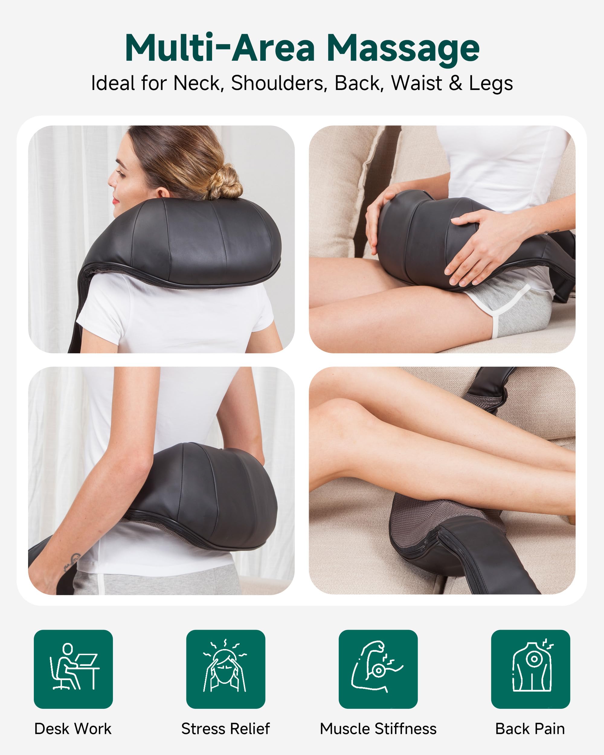 Snailax Shiatsu Neck Massager with Heat, 8 Kneading Nodes for Shoulders 🍁 All In One Marketplace Canada