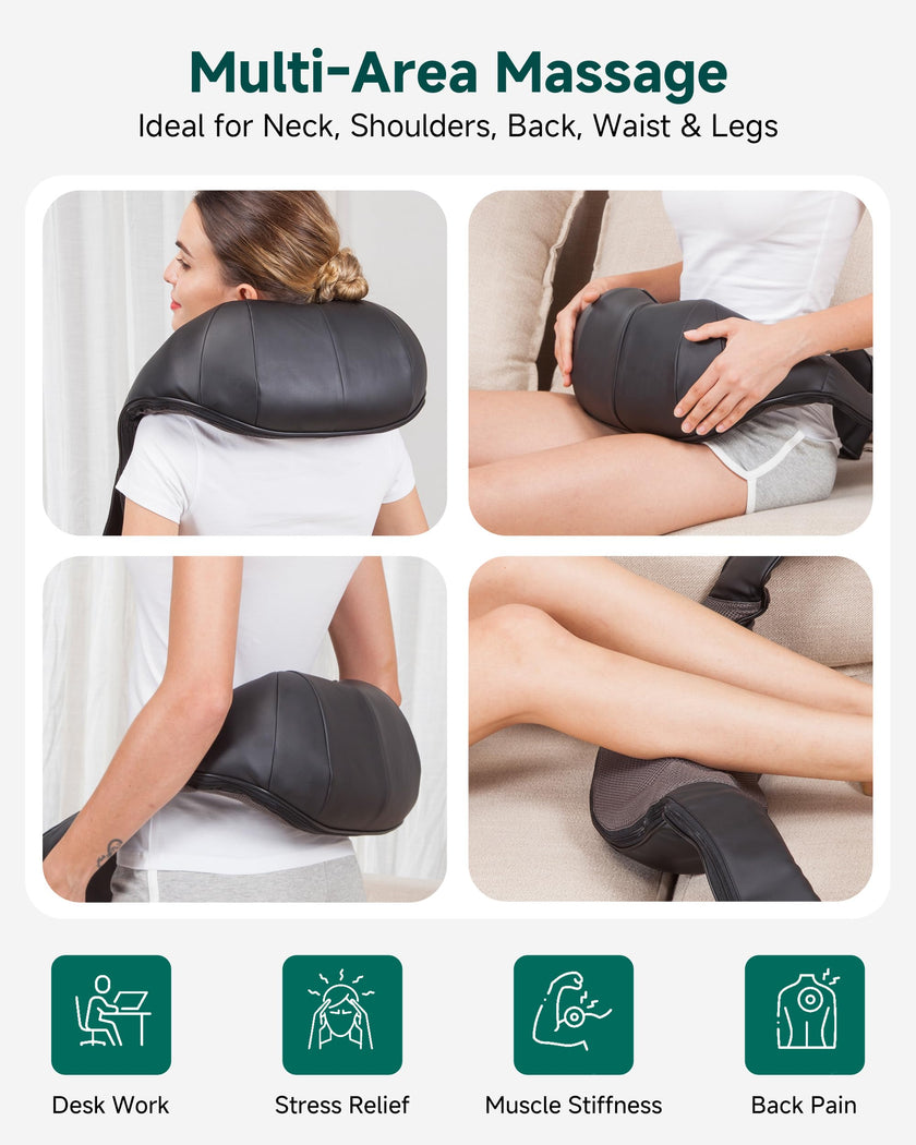 Snailax Shiatsu Neck Massager with Heat, 8 Kneading Nodes for Shoulders 🍁 All In One Marketplace Canada