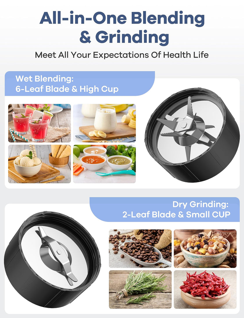 Smoothie Blender, Ganiza Blenders for Smoothies with 15-Piece Blender and Grinder Combo, 4 BPA-Free Personal Blender Cup, for Shakes, Protein Drinks, Fruit Vegetable Drink, Nuts, Spices, Coffee Beans 🍁 All In One Marketplace Canada