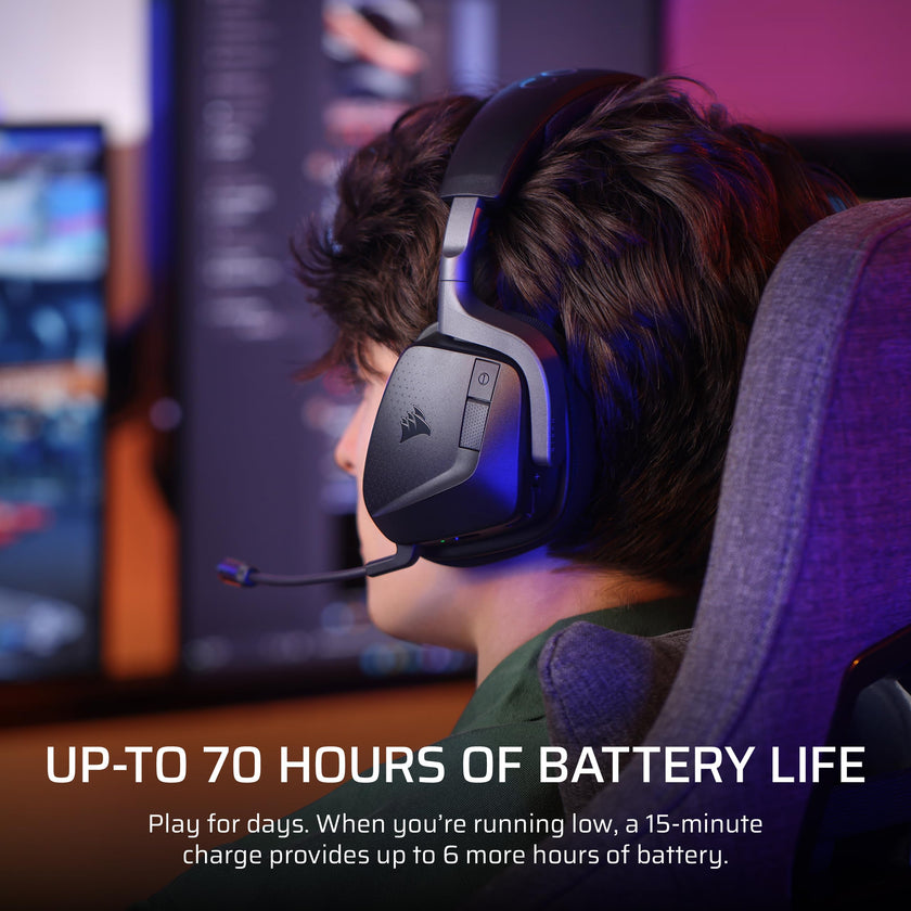 Corsair Void v2 MAX Wireless Gaming Headset for PC, PS5, PS4, Switch, Mobile - Simultaneous 2.4GHz+Bluetooth, Dolby Atmos, Sonarworks SoundID, 70Hr Battery, Fast Charging, Clear Microphone - Carbon 🍁 All In One Marketplace Canada