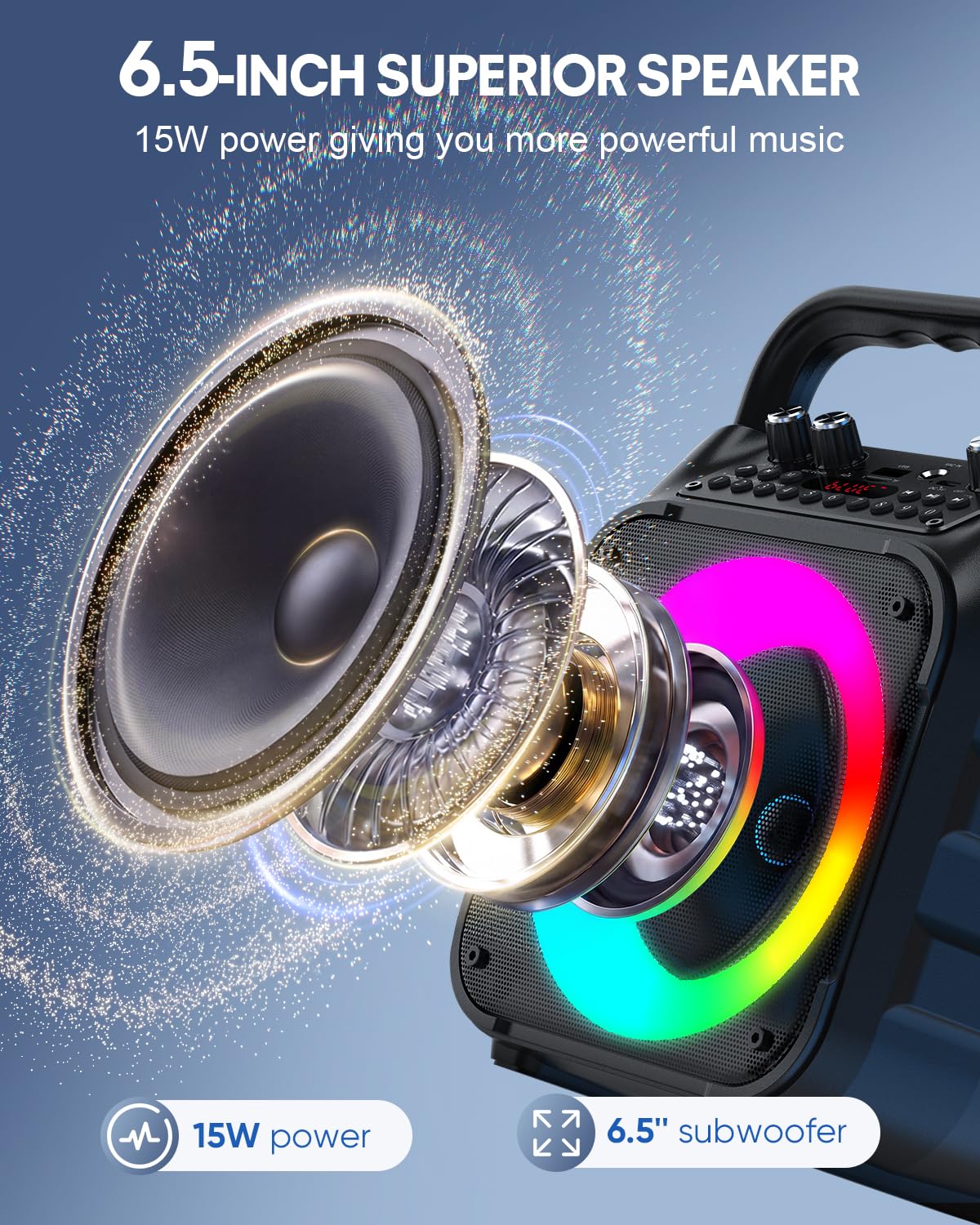 Karaoke Machine for Adults Kids, Portable Bluetooth Karaoke Speaker with 2 Wireless Microphones System with Lights, PA System for Home Party Supports USB/TF/REC/FM/AUX(No Screen Included) 🍁 All In One Marketplace Canada