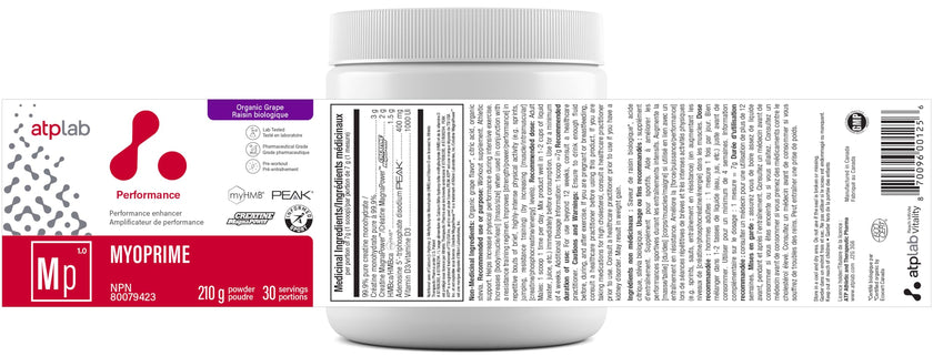 atplab Myoprime Creatine Monohydrate Powder, Creatine, Organic Grape, 210 g 🍁 All In One Marketplace Canada