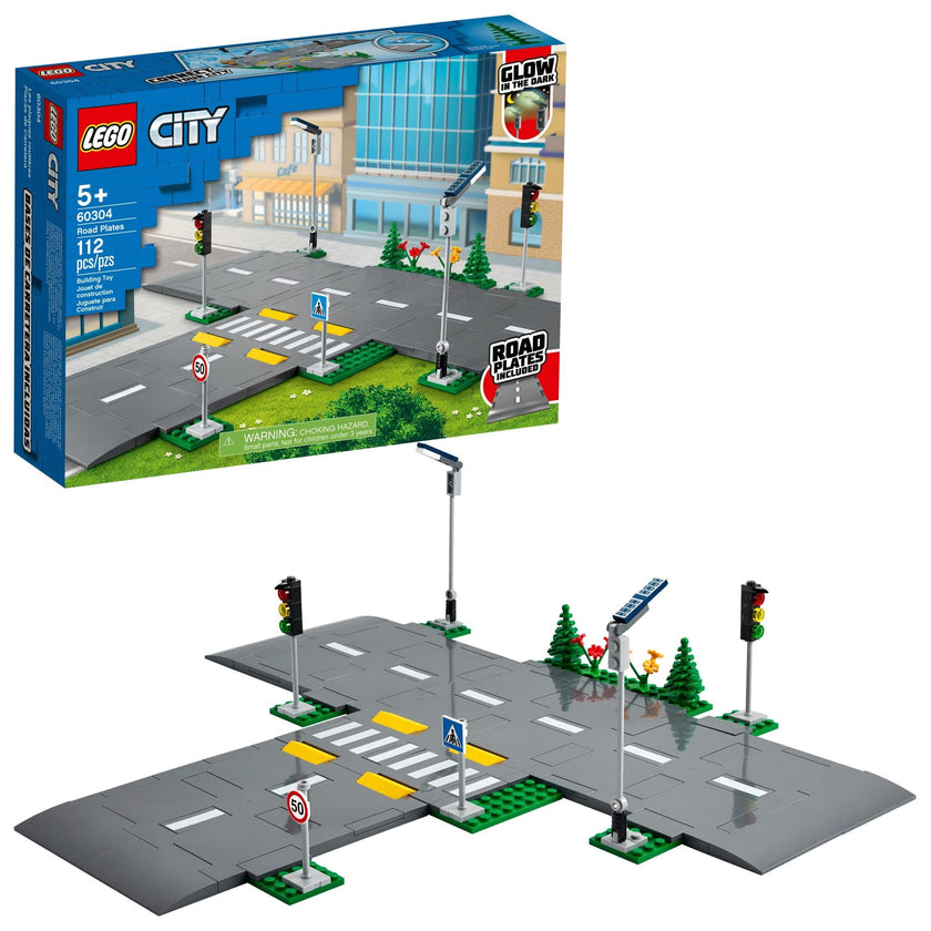 LEGO City Road Plates 60304 - Building Toy Set, Featuring Traffic Lights, Trees, Glow in The Dark Bricks, Combine with LEGO City Series Sets, Great Gift for Kids, Boys, and Girls Ages 5+ 🍁 All In One Marketplace Canada
