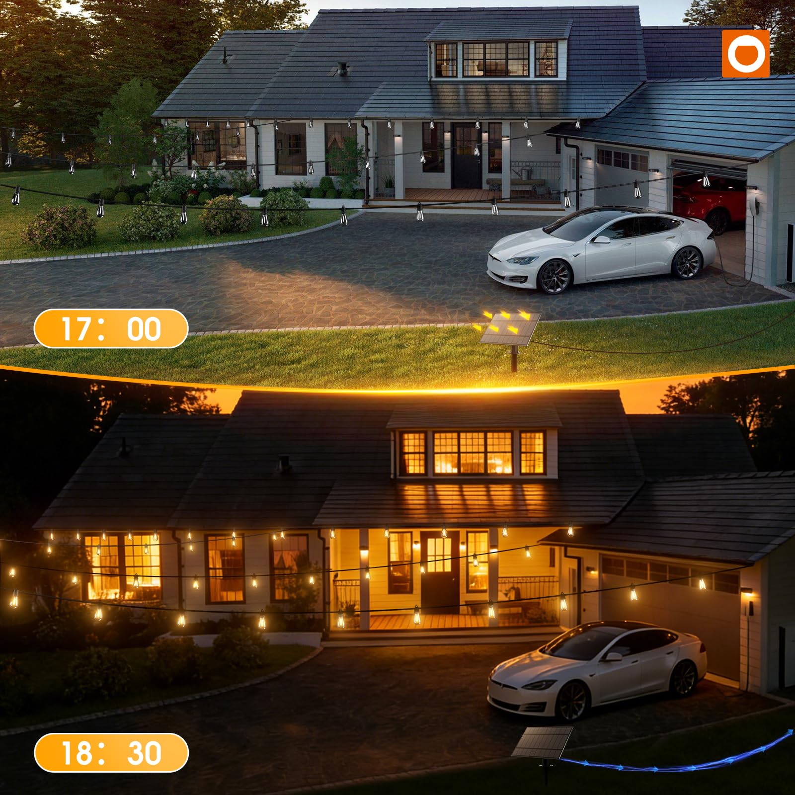 addlon 54FT(48+6) Solar String Lights Outdoor Waterproof with Remote&USB Port Solar Patio Lights Long Last for 20+Hrs, 3 Light Modes, Dimmable Solar Lights for Outside Backyard Party 🍁 All In One Marketplace Canada