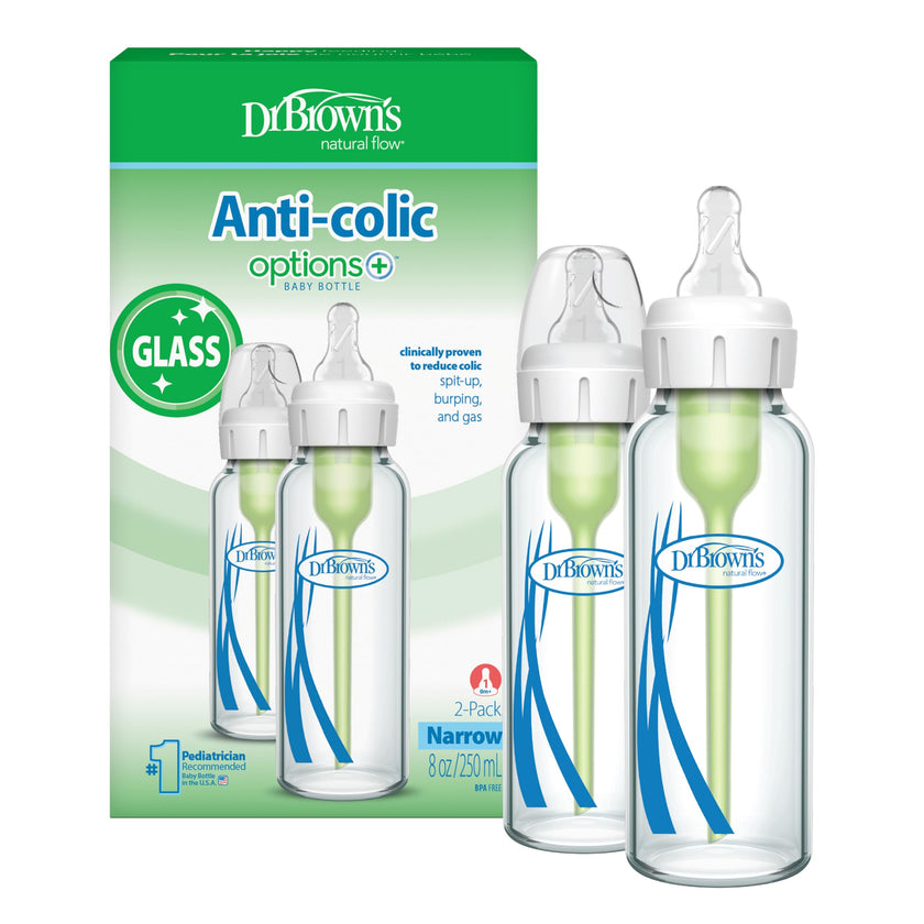 Dr. Brown’s Natural Flow Anti-Colic Options+ Narrow Glass Baby Bottles, 8oz, 2-Pack 🍁 All In One Marketplace Canada