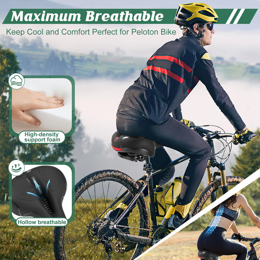 Comfortable Bike Seat for Men Women with Dual Shock Absorbing Ball Waterproof Wide Bicycle Saddle Fit for Most Standard Post 🍁 All In One Marketplace Canada