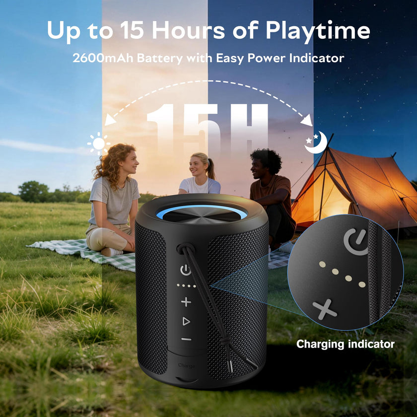 DUDGSIS Portable Bluetooth Speaker Wireless, IPX7 Waterproof Dustproof Mini Speakers, 20W Loud Bass Stereo, 15H Playtime, BT5.3 & TWS, RGB Light, for Outdoor/Shower/Home/Party, Stocking Stuffers 🍁 All In One Marketplace Canada