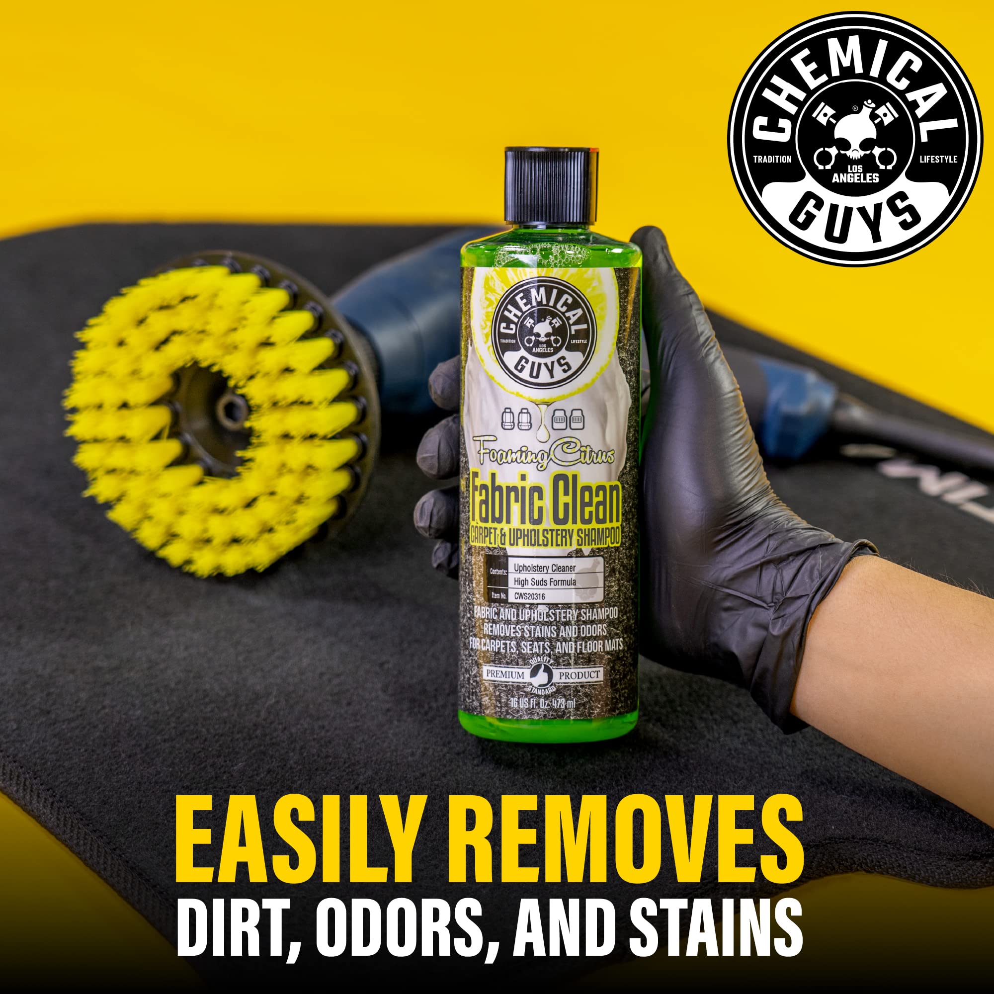 Chemical Guys Foaming Citrus Fabric Clean Carpet And Upholstery Shampoo And Odor Eliminator, Safe for Cars, Trucks, SUVs, Motorcycles, RVs & More, 473 ml, 2 Pack 🍁 All In One Marketplace Canada
