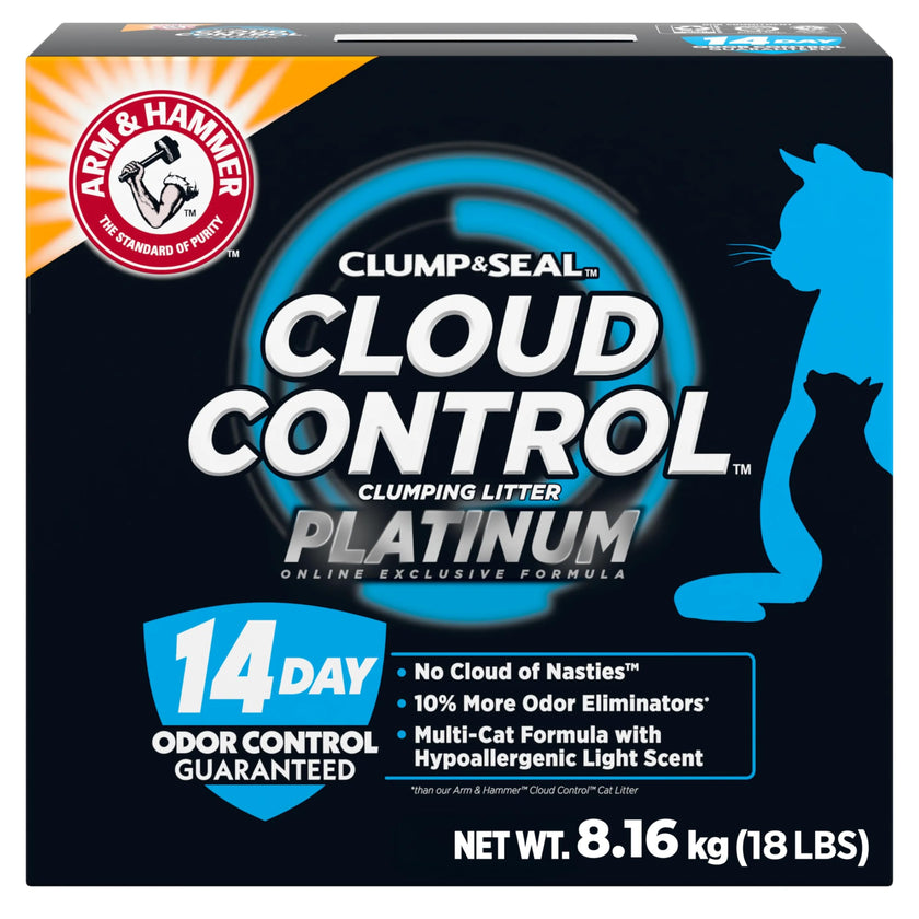 ARM & HAMMER Platinum Cat Litter, Cloud Control, Complete Odour Sealing with 14 Days of Odour Control, Multi-Cat Clumping Cat Litter with Hypoallergenic Light Scent, 8.16kg (Pack of 1) 🍁 All In One Marketplace Canada