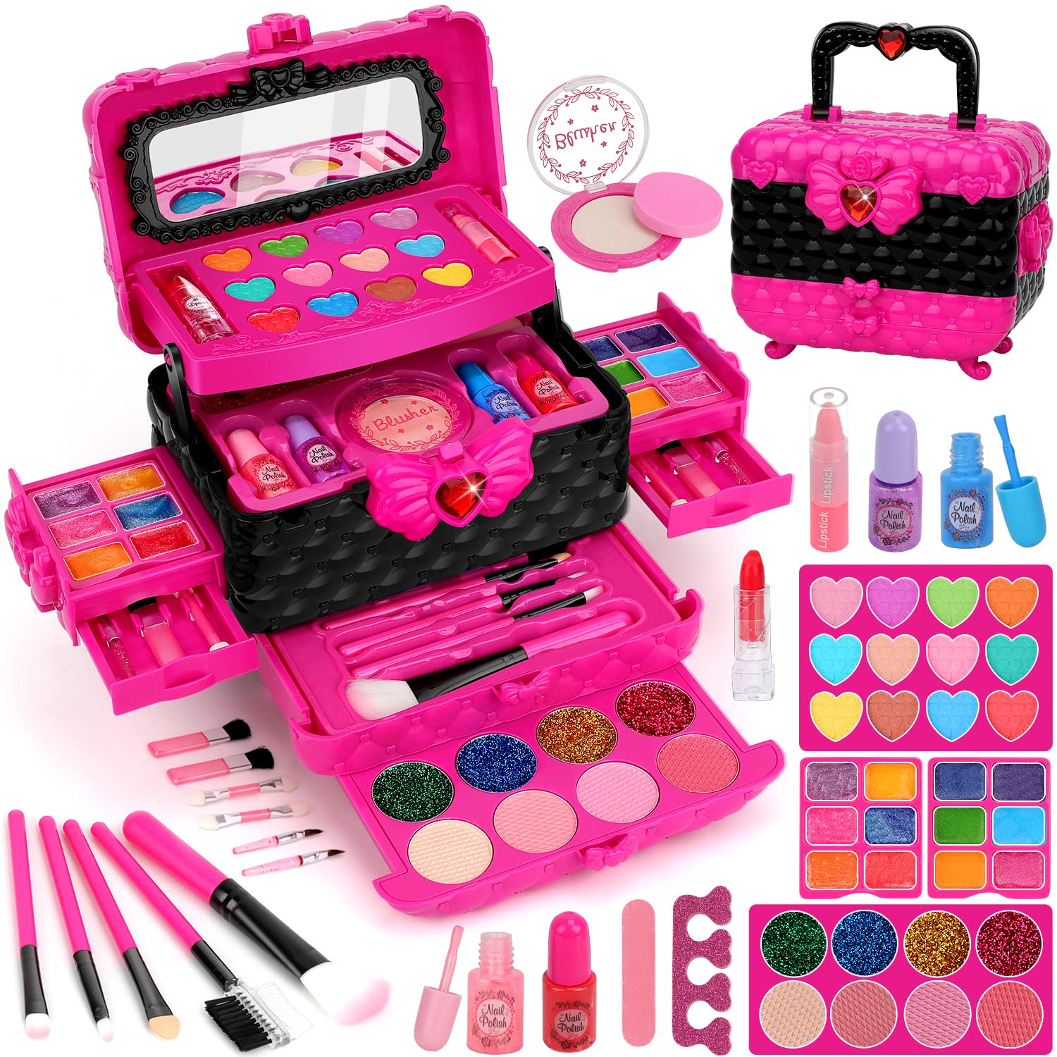 Teensymic Kids Makeup Kit for Girls, 54PCS Washable Makeup Toys, Age 3-13, Princess Theme, Girl Toys, Social Skill, Hand-Eye Coordination 🍁 All In One Marketplace Canada