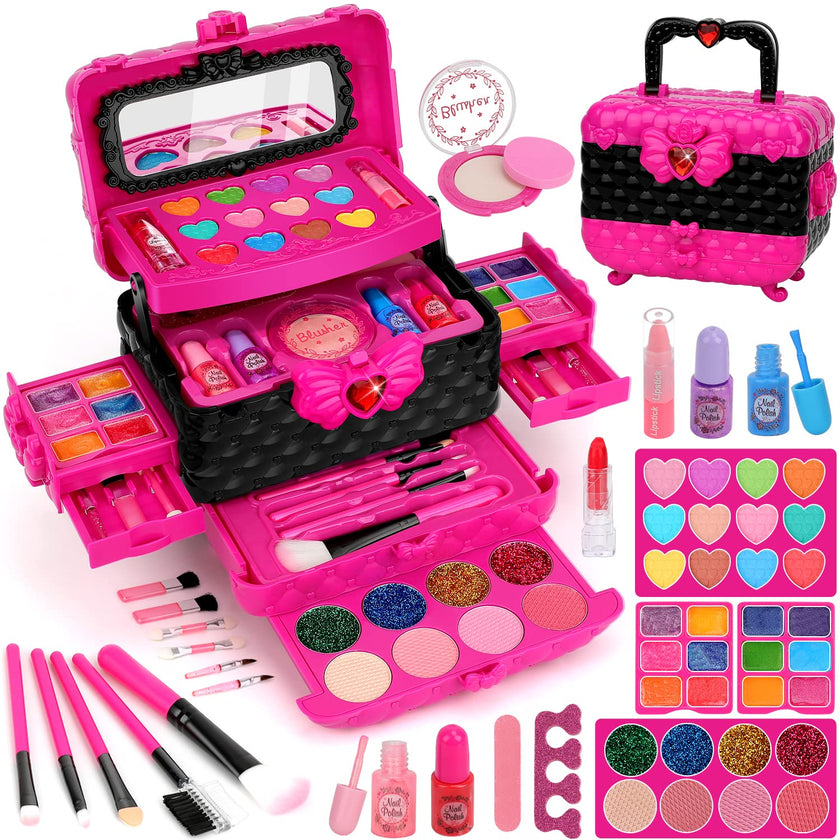 Teensymic Kids Makeup Kit for Girls, 54PCS Washable Makeup Toys, Age 3-13, Princess Theme, Girl Toys, Social Skill, Hand-Eye Coordination 🍁 All In One Marketplace Canada