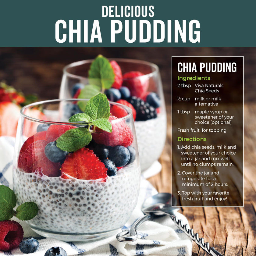 Viva Naturals Organic Chia Seeds, 2 lb – Plant-Based Omega-3s & 6s and Vegan Protein, Non-GMO, Black Chia Seeds Organic, Graine de Chia – Perfect for Smoothies, Salads, and Chia Seed Pudding 🍁 All In One Marketplace Canada