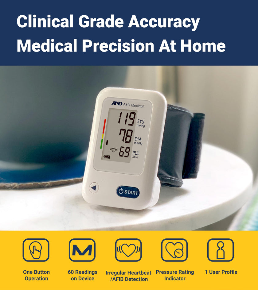 A&D Medical Wrist Blood Pressure Monitor for Home Use - UB-525CN, BP Adjustable Cuff (5.3-8.5