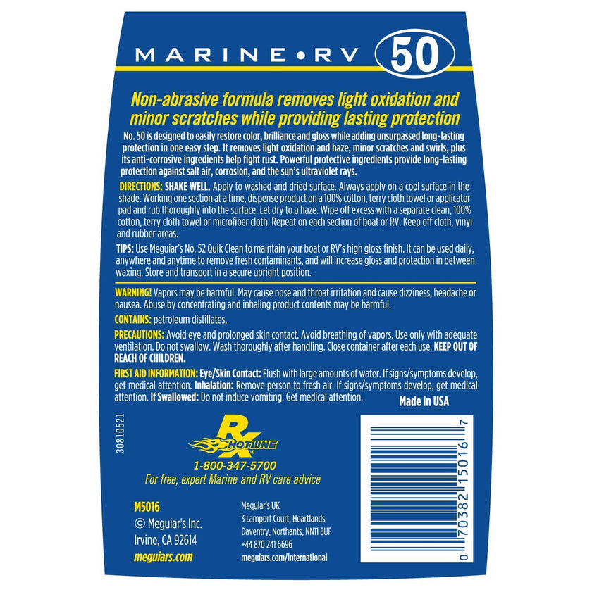 Meguiar's M50C Marine/RV One Step Cleaner Wax-Liquid - M5016C 🍁 All In One Marketplace Canada