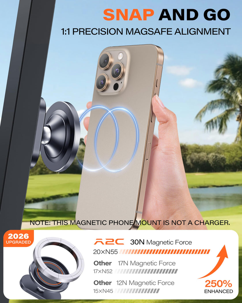 A2C Alloy Magnetic Golf Cart Phone Holder for MagSafe iPhone, Unique Golf Gifts for Men Golfers Dad Father, Gift for Him Husband, Accessories Essentials Gadgets Fits EZGO, Club Car, Yamaha 🍁 All In One Marketplace Canada
