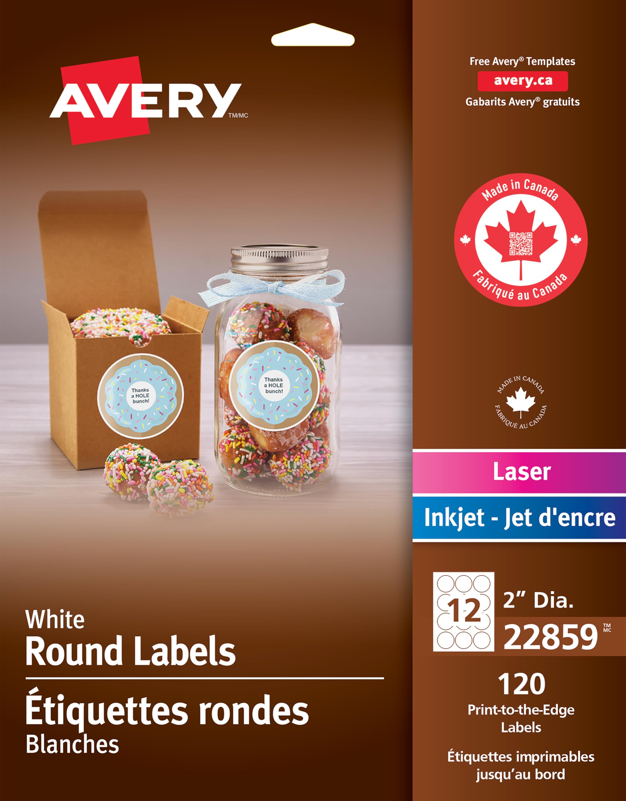 Avery Matte White Round Labels, 2
