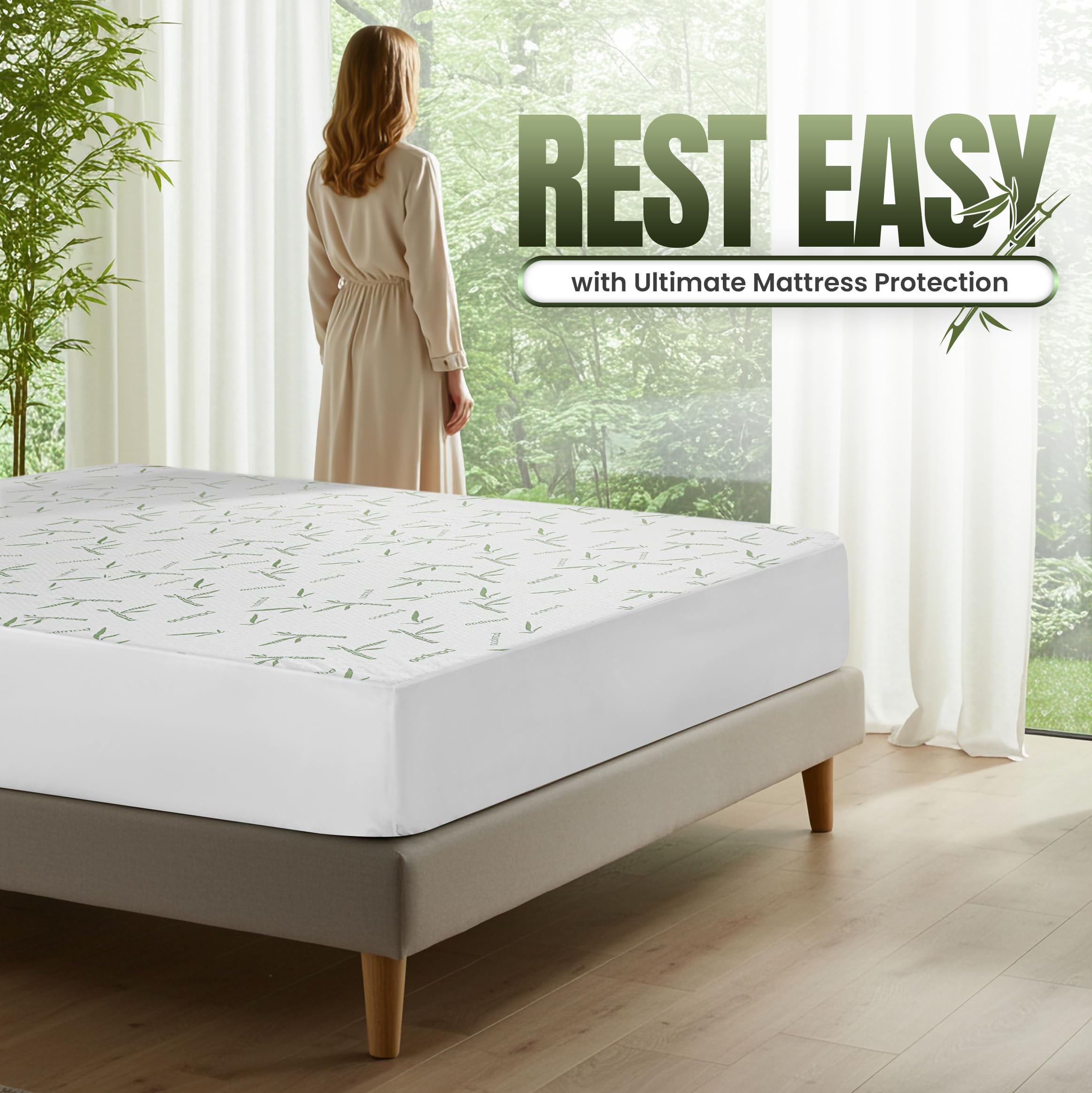 Utopia Bedding Waterproof Mattress Protector Twin Size, Bamboo Viscose Mattress Cover 200 GSM, Fits 15 Inches Deep, Breathable, Fitted Style with Stretchable Pockets 🍁 All In One Marketplace Canada