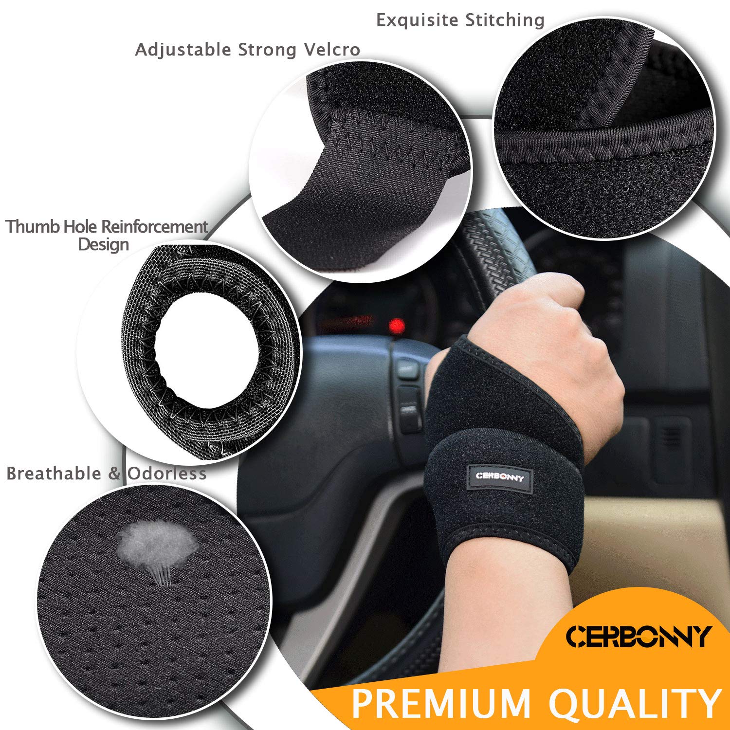 CERBONNY Carpal Tunnel Wrist Brace,2Pack Wrist Support Brace Adjustable Wrist Strap Reversible Wrist Brace for Sports Protecting/Tendonitis Pain Relief/Carpal Tunnel/Arthritis-Right&Left 🍁 All In One Marketplace Canada