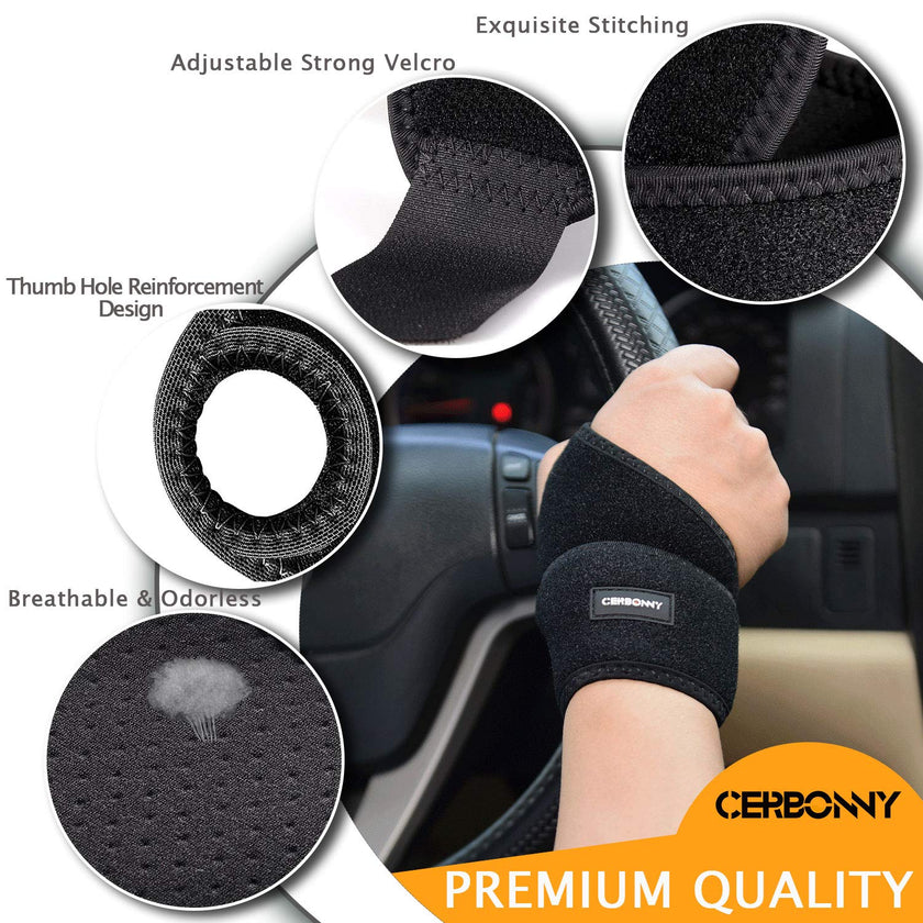 CERBONNY Carpal Tunnel Wrist Brace,2Pack Wrist Support Brace Adjustable Wrist Strap Reversible Wrist Brace for Sports Protecting/Tendonitis Pain Relief/Carpal Tunnel/Arthritis-Right&Left 🍁 All In One Marketplace Canada