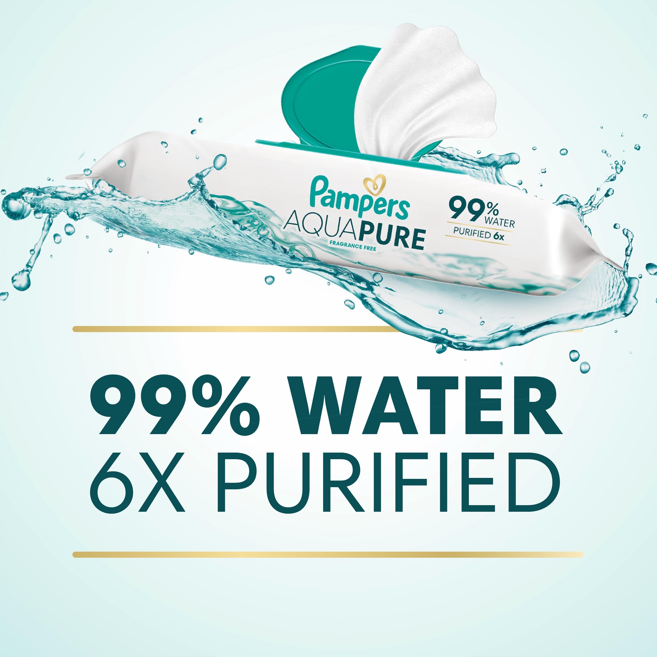 Pampers Aqua Pure Baby Wipes, 99% Water, Fragrance Free, 672 Baby Wipes Total (12X Flip-Top Packs) 🍁 All In One Marketplace Canada
