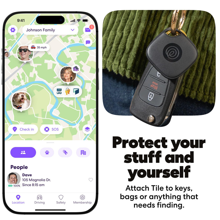Life360 Tile Essentials - Bluetooth Trackers & Item Locators for Keys, Wallets, Remotes & More; Easily Find All Your Things. Both iOS and Android Compatible. 4-Pack (Mates/Slim/Sticker) 🍁 All In One Marketplace Canada