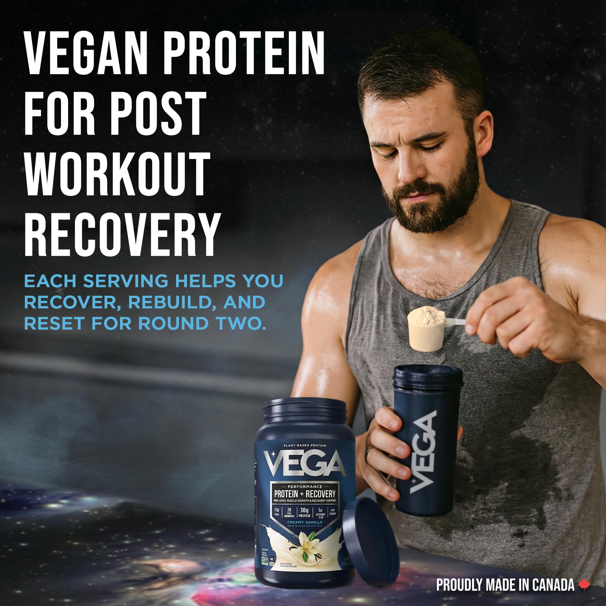 Vega Protein + Recovery, Vanilla – 30g Vegan Protein, Dairy & Gluten Free, Probiotics, NSF Certified, 830 g (20 Servings) 🍁 All In One Marketplace Canada