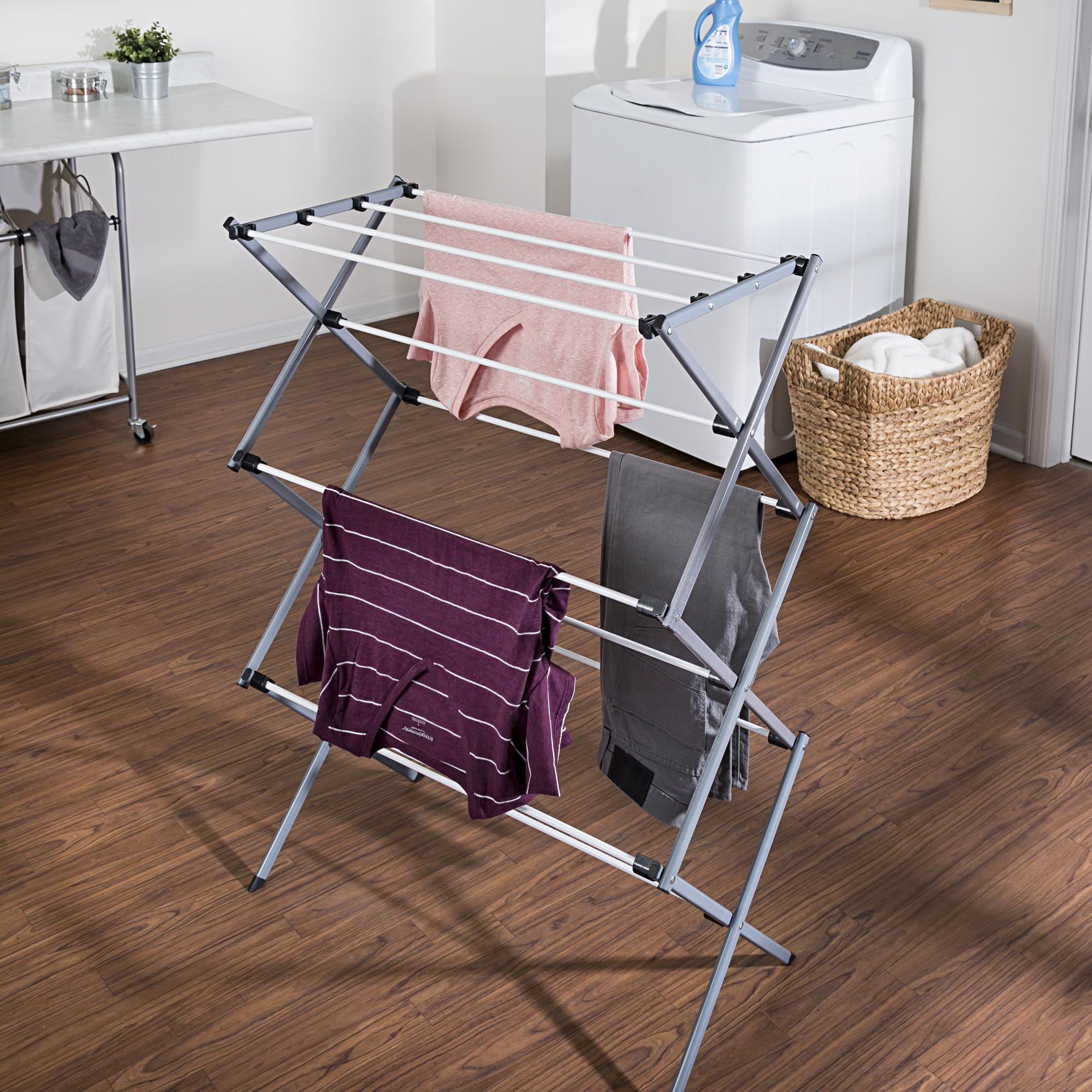 Honey-Can-Do DRY-01306 Folding 42-Inch Clothes Drying Rack, Silver/White 🍁 All In One Marketplace Canada
