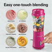 Hamilton Beach Personal Blender for Smoothies & Protein Shakes, Portable Single Serve Blender with Travel Lid, 14 oz BPA-Free Jar, 175W, Compact Countertop Blender, Raspberry, 51131G 🍁 All In One Marketplace Canada