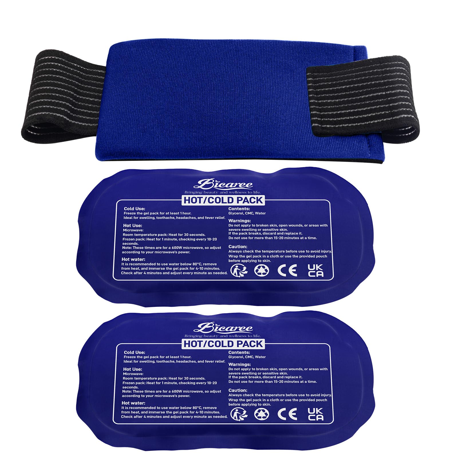 BICAREE Cold Gel Ice Packs Reusable for Injuries, Cold Compress - Relieves Muscle Pain, Sports Injury Recovery, Reduces Swellin (3-Piece Set) 🍁 All In One Marketplace Canada