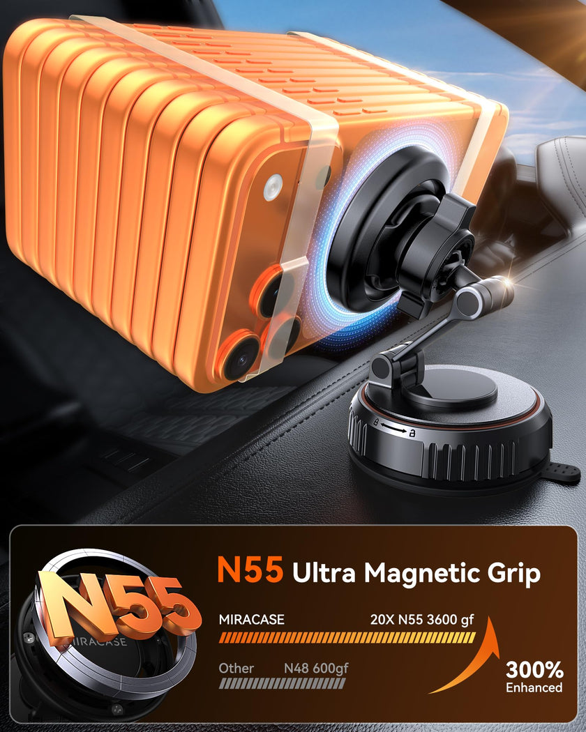 Miracase for MagSafe Car Mount[20 Powerful N55 Magnets+Industrial-Grade Vacuum Base] Magnetic Phone Holder Car 360° Full-Directional Adjustment, Fit for Windshield & Dashboard with All Smartphones 🍁 All In One Marketplace Canada