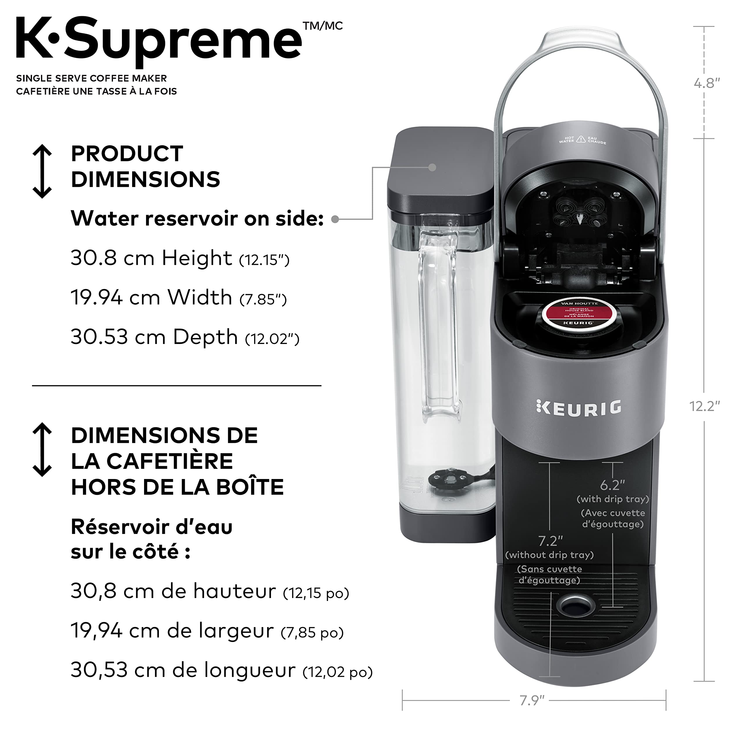 Keurig K-Supreme Single Serve K-Cup Pod Coffee Maker, With MultiStream Technology, Grey, 17.913in x 7.047in x 14.409in 🍁 All In One Marketplace Canada
