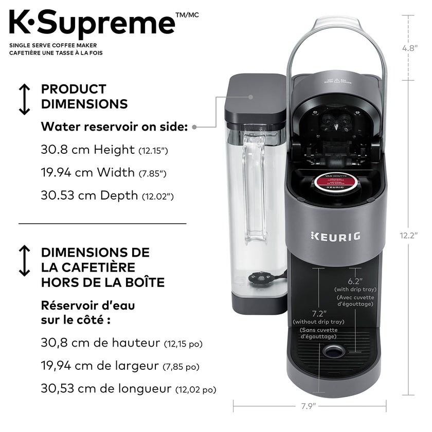 Keurig K-Supreme Single Serve K-Cup Pod Coffee Maker, With MultiStream Technology, Grey, 17.913in x 7.047in x 14.409in 🍁 All In One Marketplace Canada