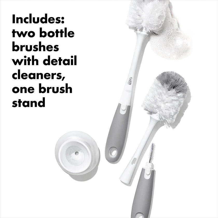 OXO Tot Bottle Brush with Nipple Cleaner and Stand – Gray, 2-Pack 🍁 All In One Marketplace Canada