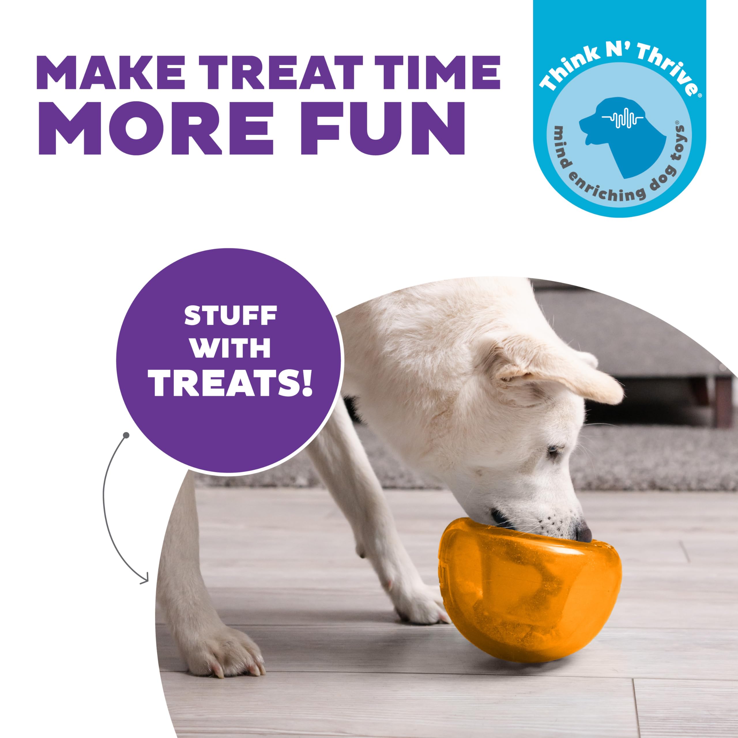 Outward Hound Snoop Dog Toy – Treat‑Dispenser Puzzle Ball, Interactive Slow Feeder, Medium to Large Dogs, Bouncy & Mint-Infused, Orange, 5