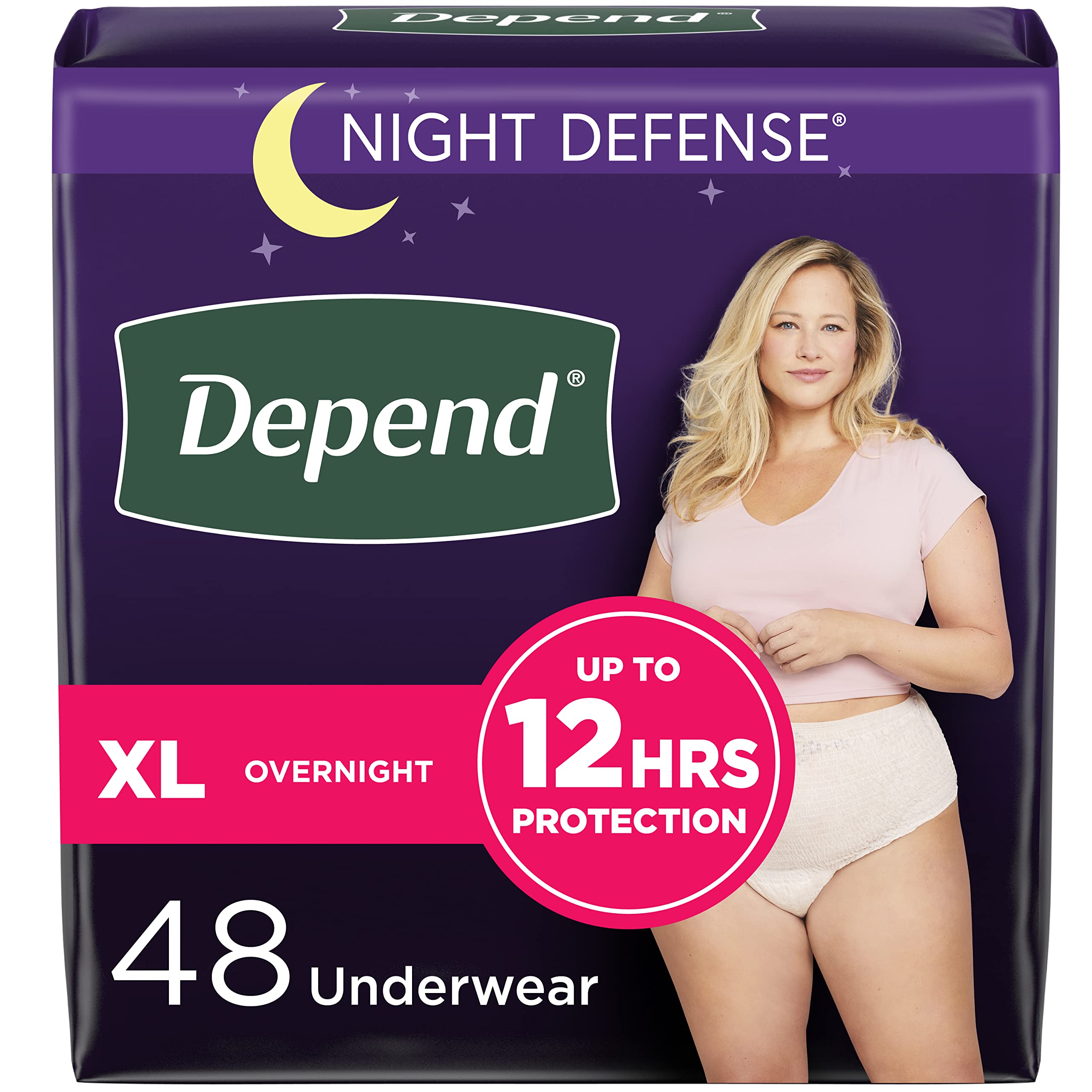 Depend Night Defense Adult Incontinence Underwear for Women, Disposable, Overnight, Extra-Large, Blush, 48 Count 🍁 All In One Marketplace Canada