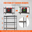 VEVOR Storage Shelving Unit, 5-Tier Adjustable, 2000 lbs Capacity, Heavy Duty Garage Shelves Metal Organizer Utility Rack, Black, 36