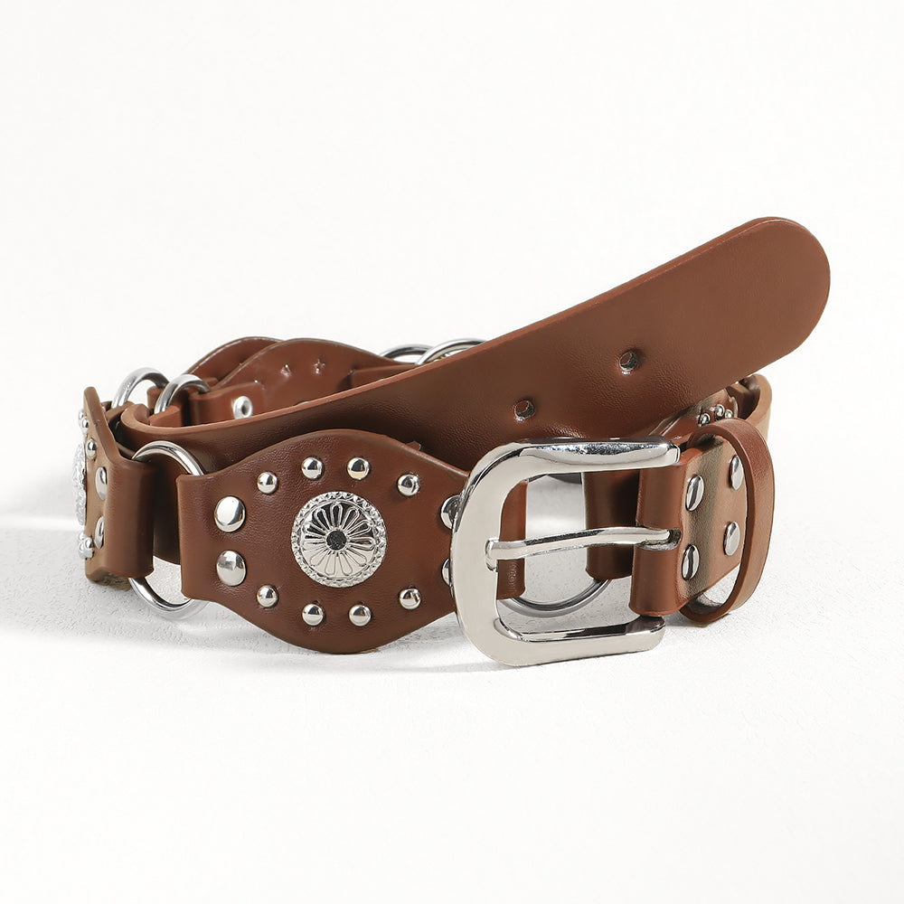 Vintage Riveted Punk Belt – Alloy & PU Unisex Fashion Belt in 110cm & 120cm (12 Styles)