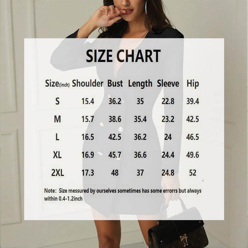 Elegant Women Long Sleeve Deep V-neck Corporate Office Blazer Dress