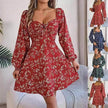 Casual Summer Floral Mini Dress Lantern Sleeve  Skater Dress