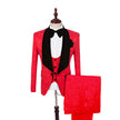Men's Red Jacquard Tuxedo Suit Set – 3-Piece Wedding & Gala Suit