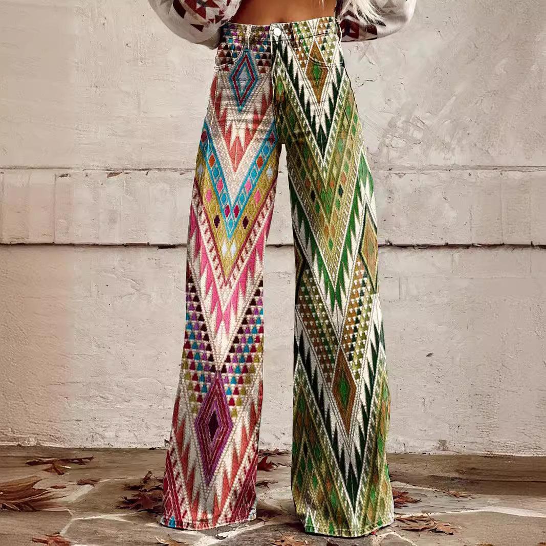 3D Graphic Printed Wide Leg Pants for Women – High Waist Bootcut Graphic Trousers