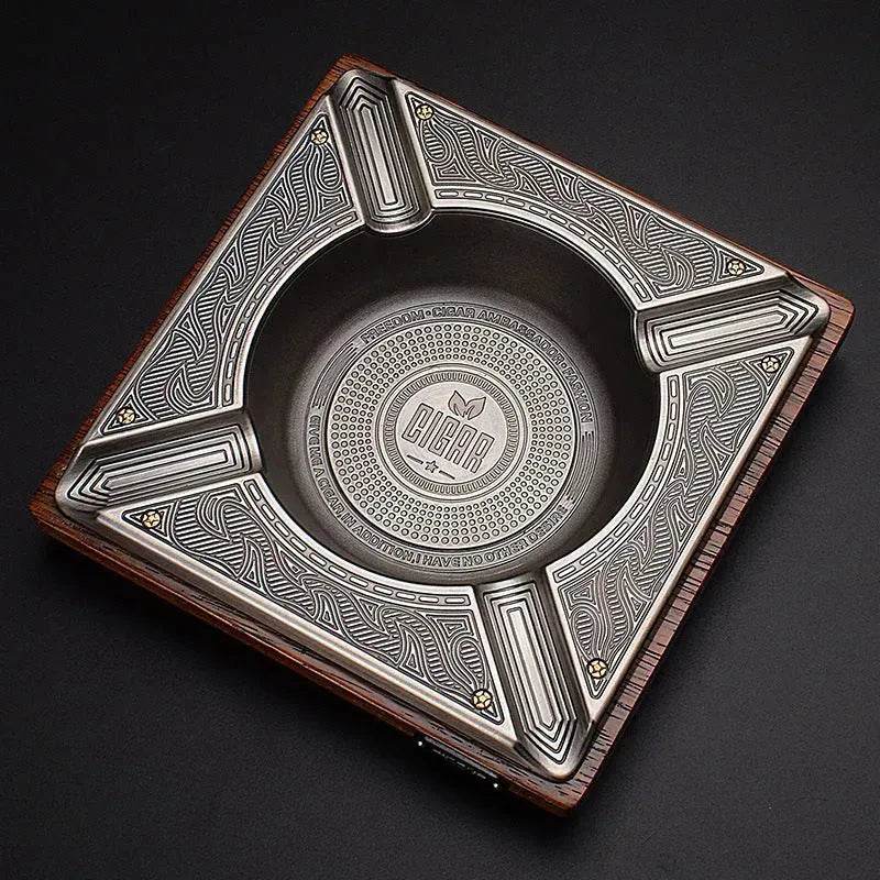 Luxury Cigar Ashtray, Wooden Metal Alloy 4-Slot and 2-Slot Cigar Rest