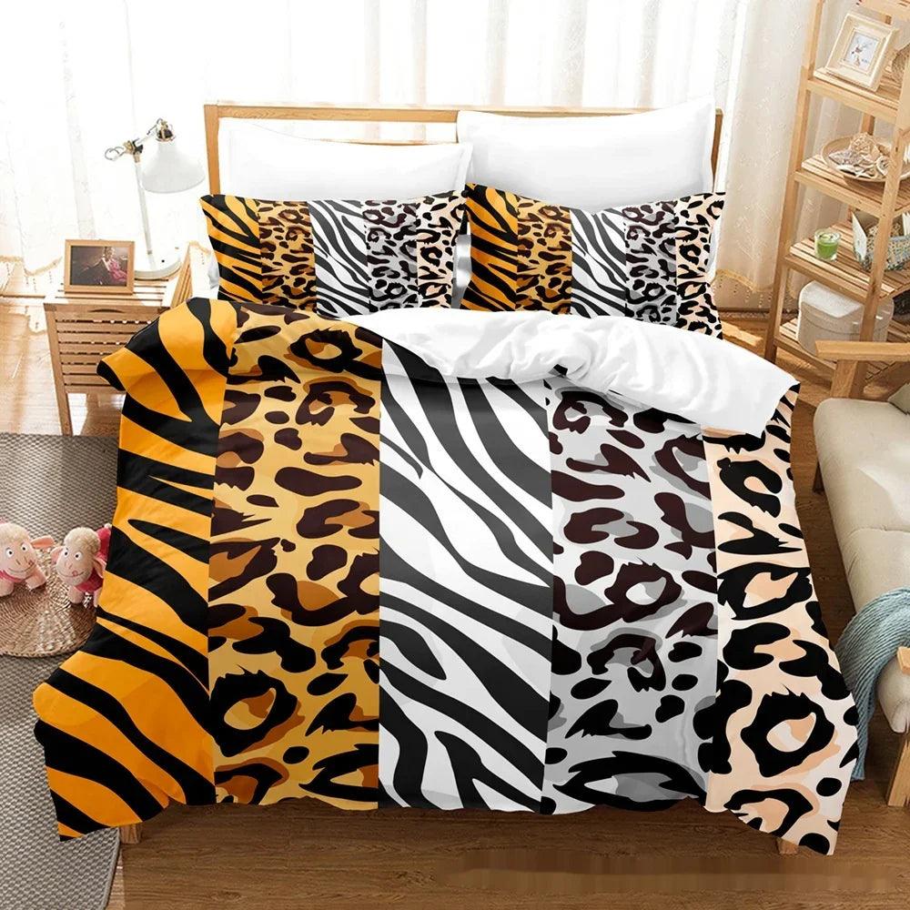 Animal Fur Grain Digital Print Duvet Cover Three-piece Bedding Set