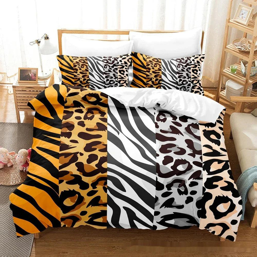 Animal Fur Grain Digital Print Duvet Cover Three-piece Bedding Set