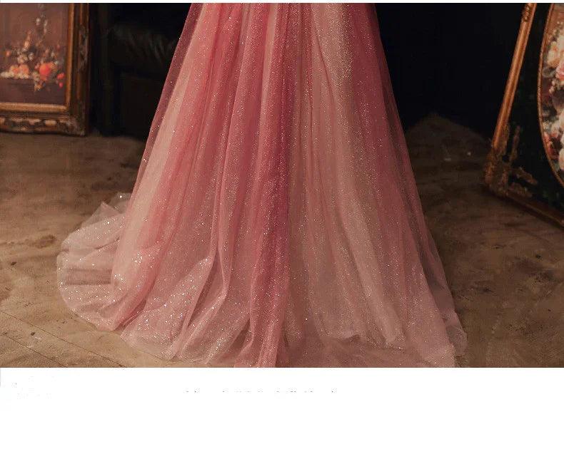 Evening Female Toast Dress Red Bridal Dinner Tube Top Long Dress Host Fairy Spirit