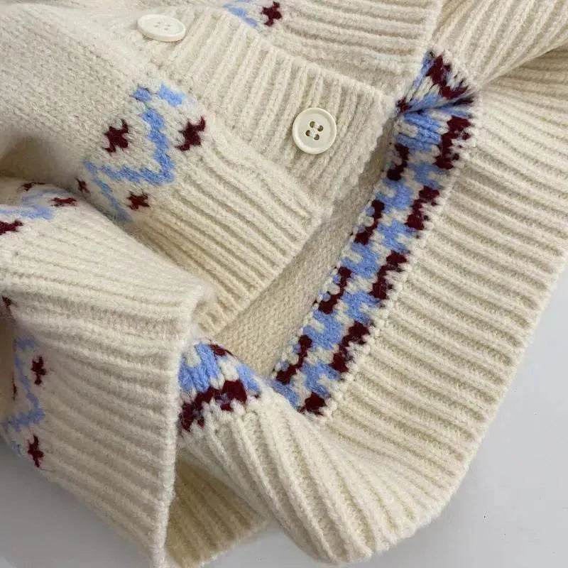 Thickened Jacquard button Knitted Sweater for Women Autumn And Winter