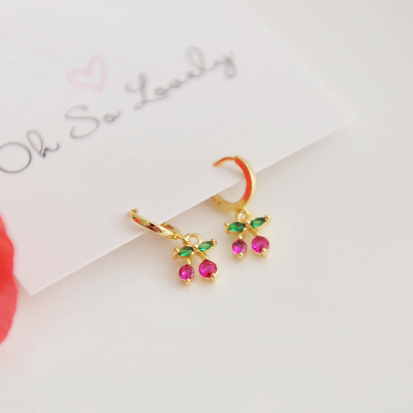 Annie Cherry Huggie Hoops