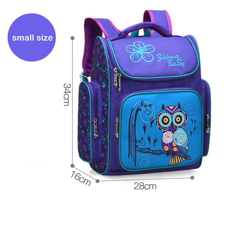 Cartoon Owl Kids School Backpack – 3D Cute Children's Bag (Blue, Purple, Rose Red)
