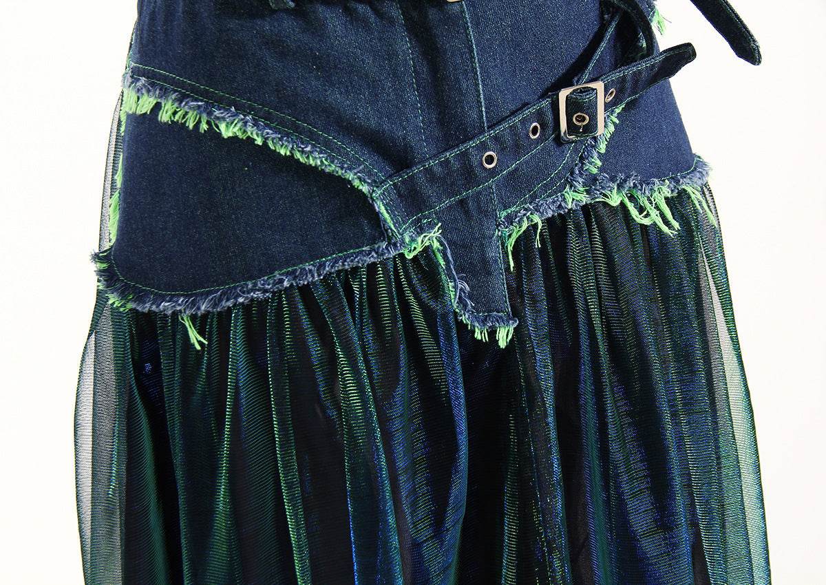Denim Midi Skirt A Line Mid Length Street Style
