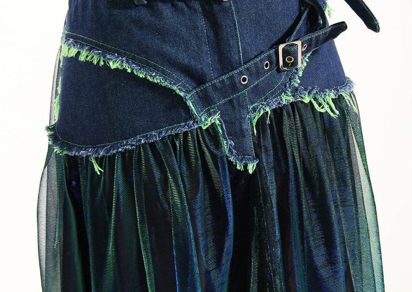 Denim Midi Skirt A Line Mid Length Street Style